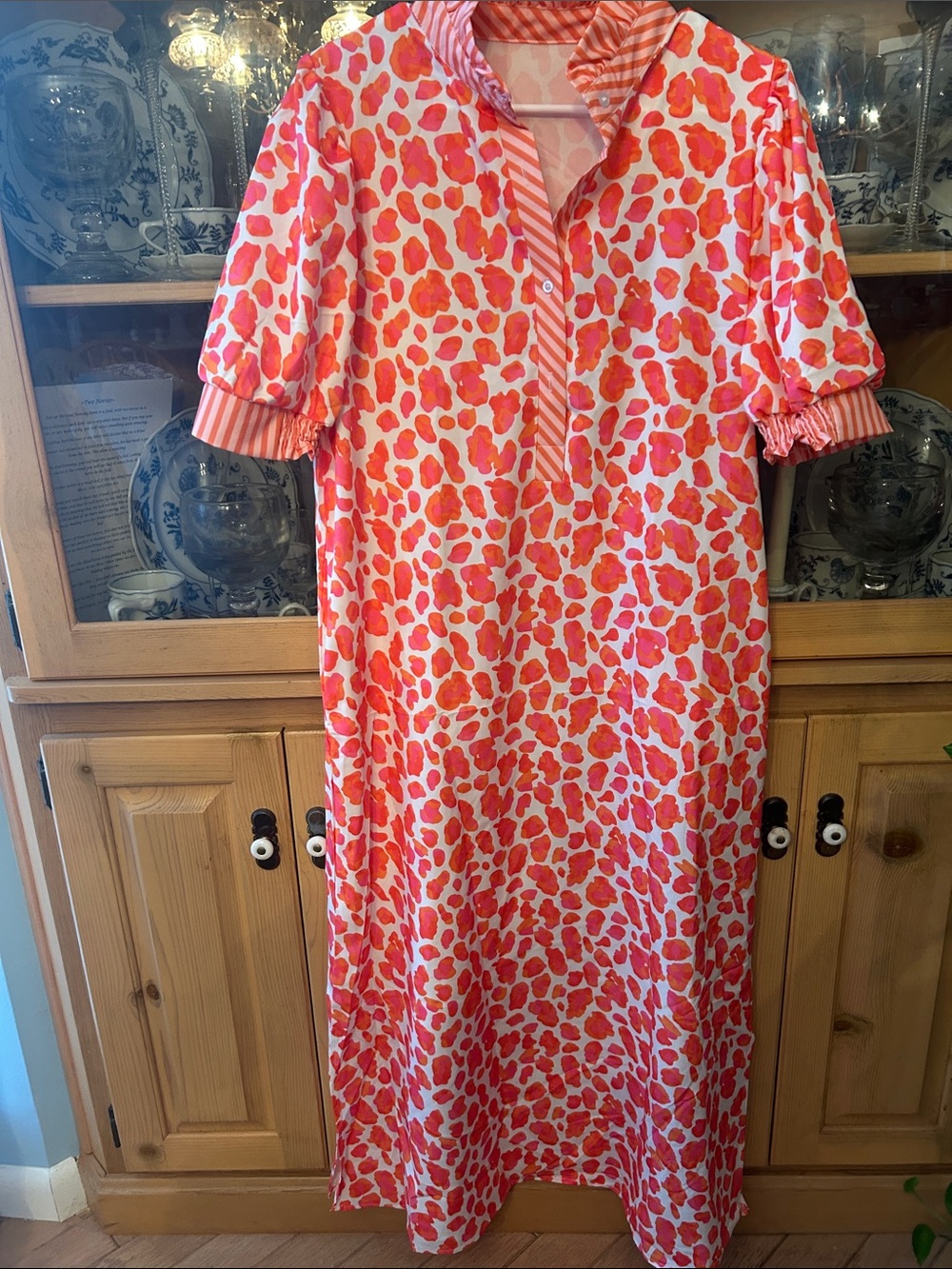 Pink & Coral Animal Print Maxi Dress NWOT